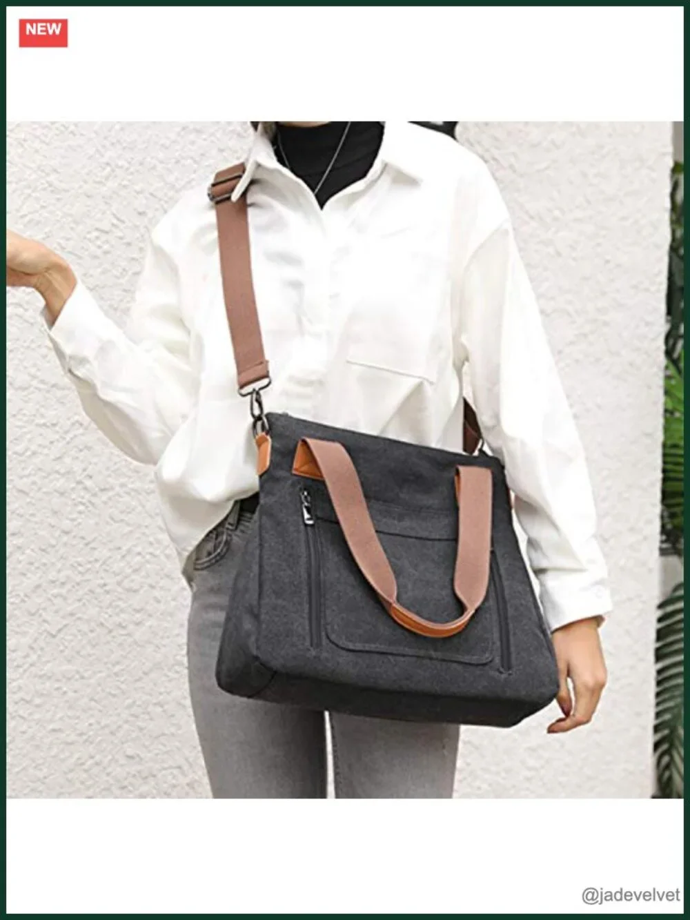 Canvas Tote Bag Work Shoulder Crossbody Multi-pocket Handbags